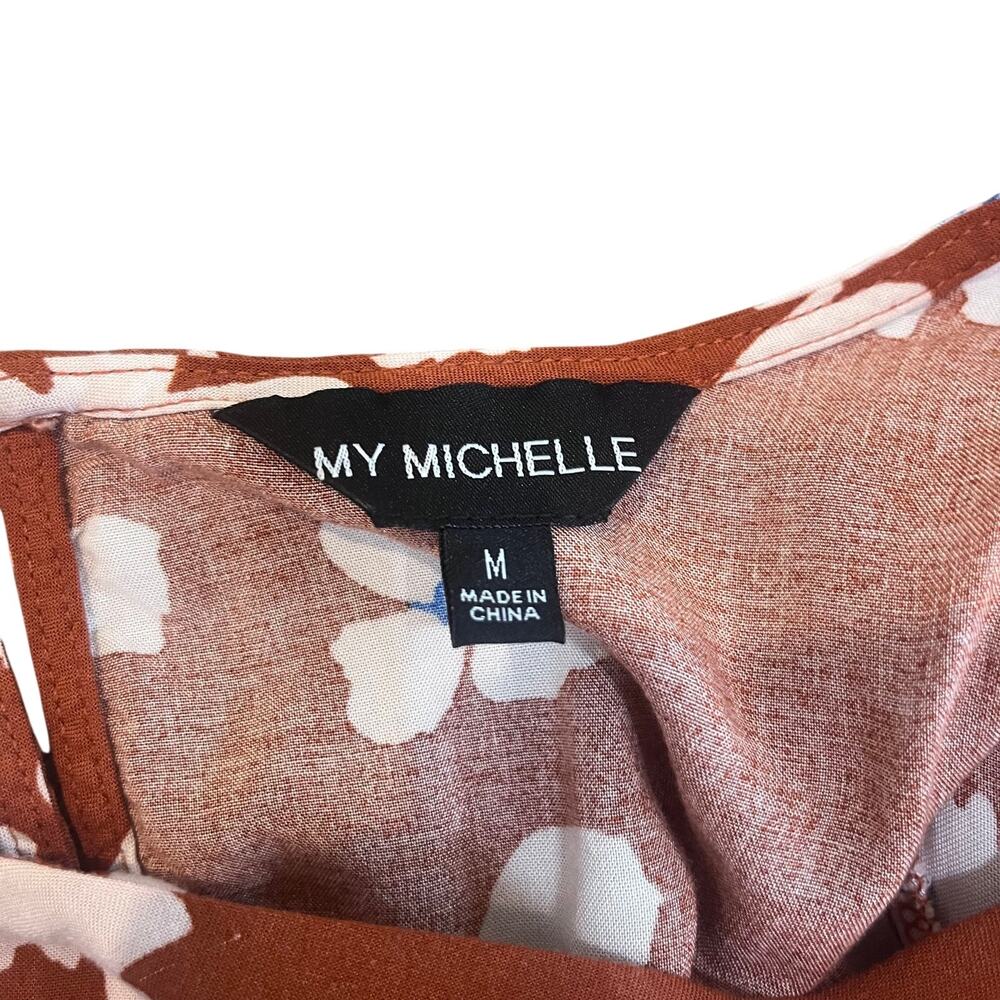 My Michelle V-Neck Casual Boho Above The Knee Floral Summer Dress Orange Medium - Picture 6 of 6